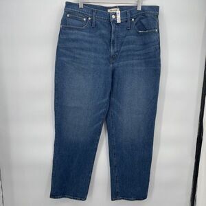 New Madewell The Perfect Vintage Straight Bright‎ Indigo Wash Blue Jeans 33